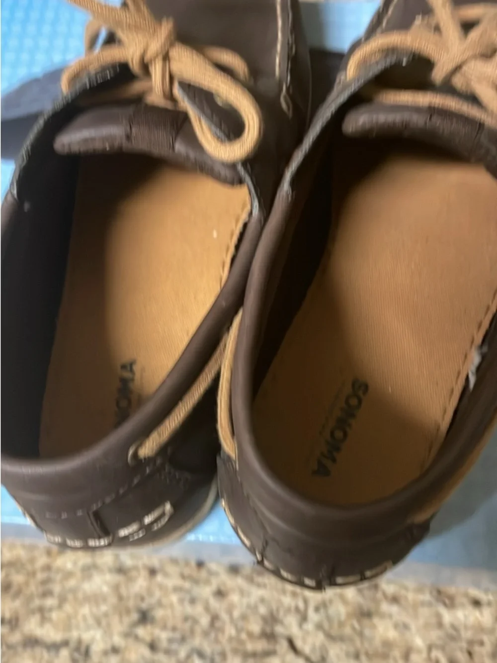 Sonoma Boys Brown Leather Boat Shoes with Tan Laces